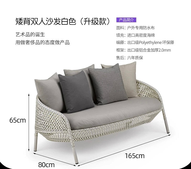 Outdoor Furniture PE Rattan Sofa Waterproof Fabric Comfortable Furniture