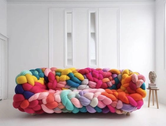 New Arrivals Designer Rainbow Sofa Creative Woven Seat Living Room Furniture Home Decor