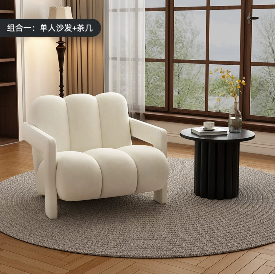 Retro-inspired Leisure Chair Living Room Single Sofa Chair Armchair for Residential And Commercial Space