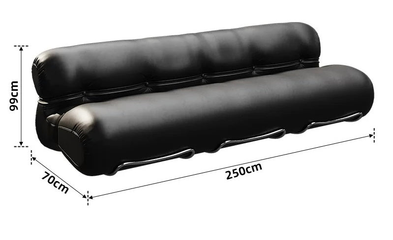 Luxurious black NAPA leather sofa   minimalist Italian style living room furniture