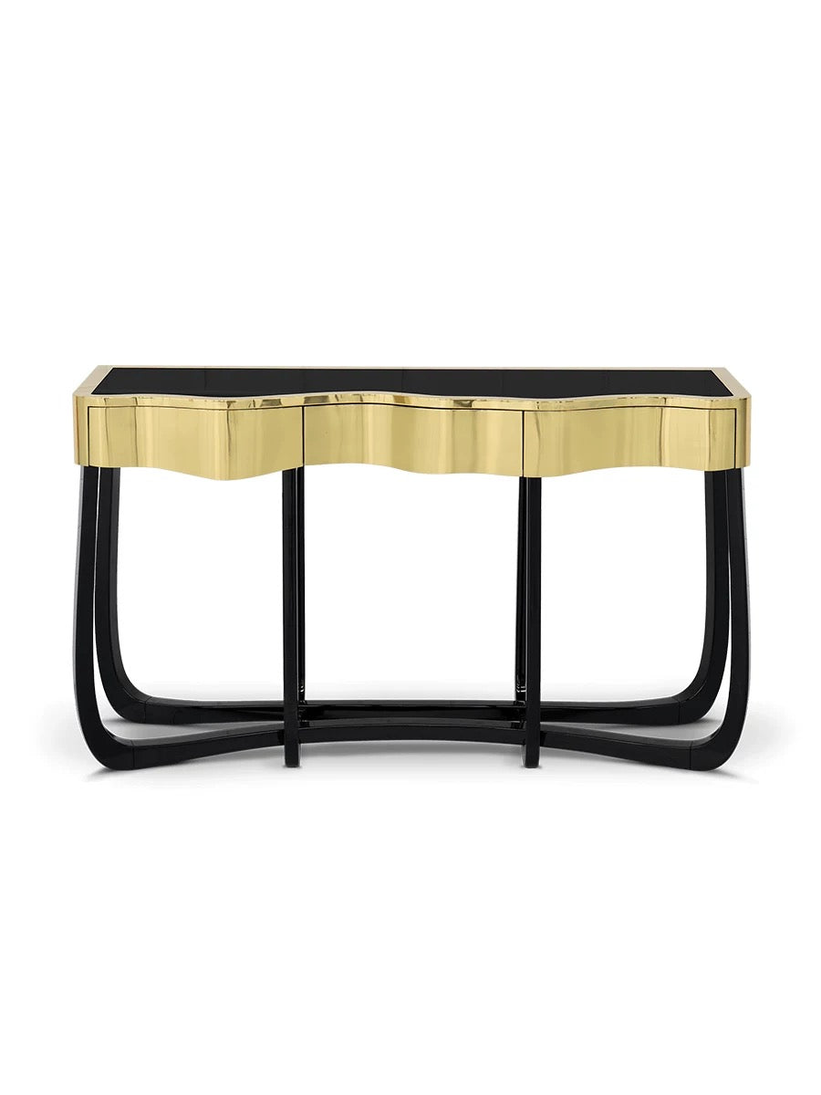 Classic Golden Stainless Steel Console Stylish Table Living Room Furniture Modern Design