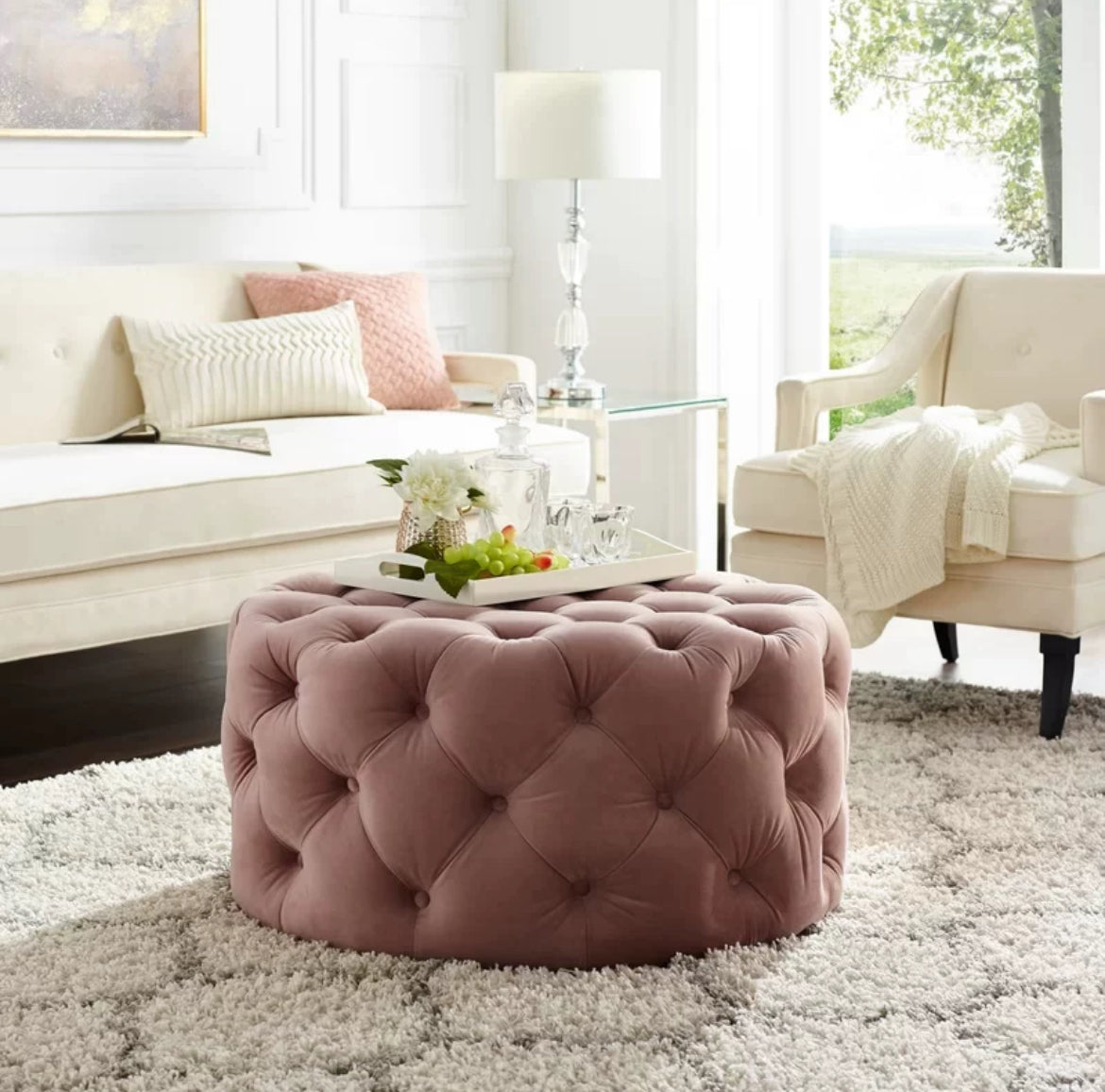 Hot Versatile Sofa Stool Dressing Room Clothing Store Round Bench Elegant Design