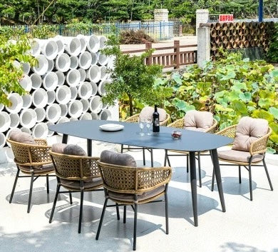 PE Rattan Outdoor Chair Waterproof Aluminum Table Outdoor Furniture