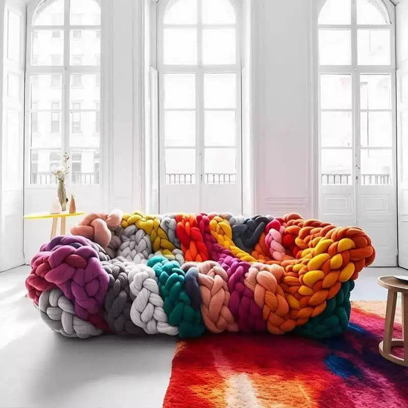 New Arrivals Designer Rainbow Sofa Creative Woven Seat Living Room Furniture Home Decor