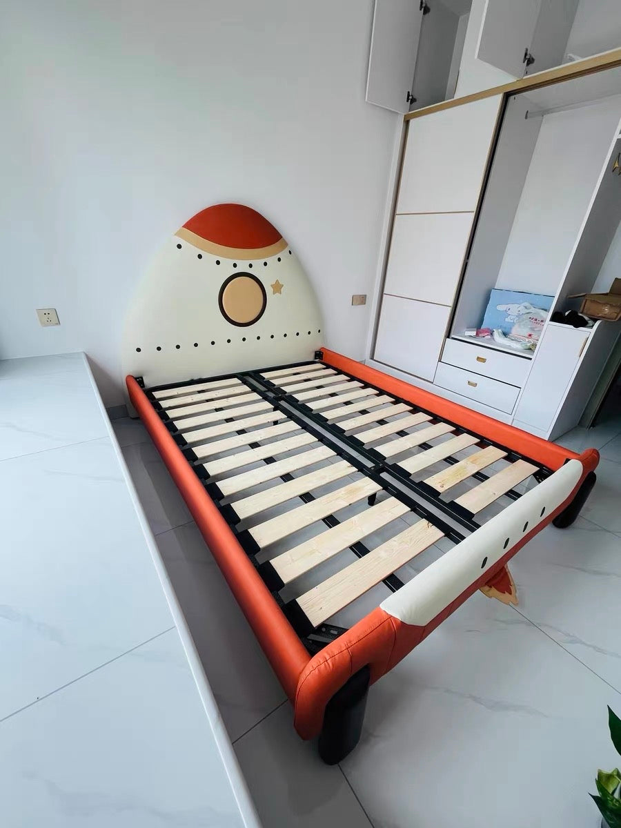 Rocket child bed boy girl bed single bed PU leather bed