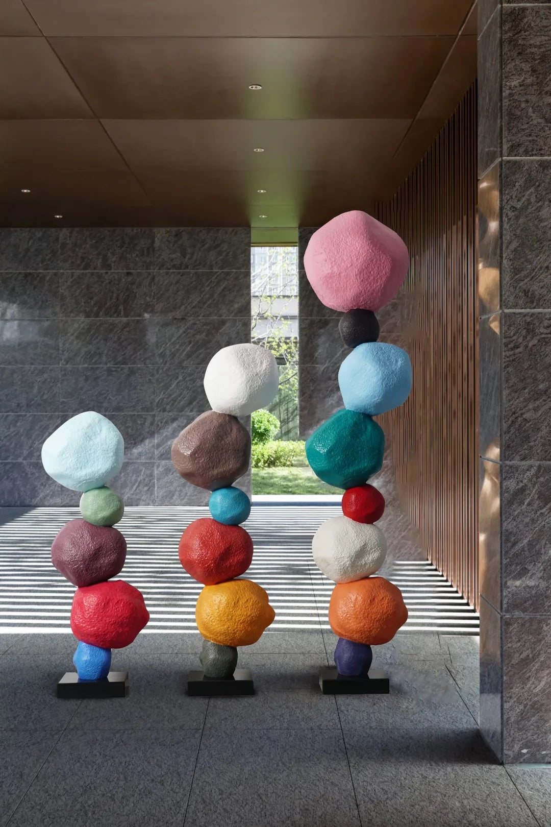 Home Decor Creative Colorful Rock Sculpture for Entrance Staircase Living Room