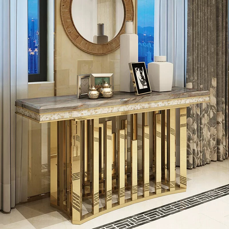 New Arrivals Pearl Stainless Steel Console Luxurious Marble Side Table Modern Home Furniture