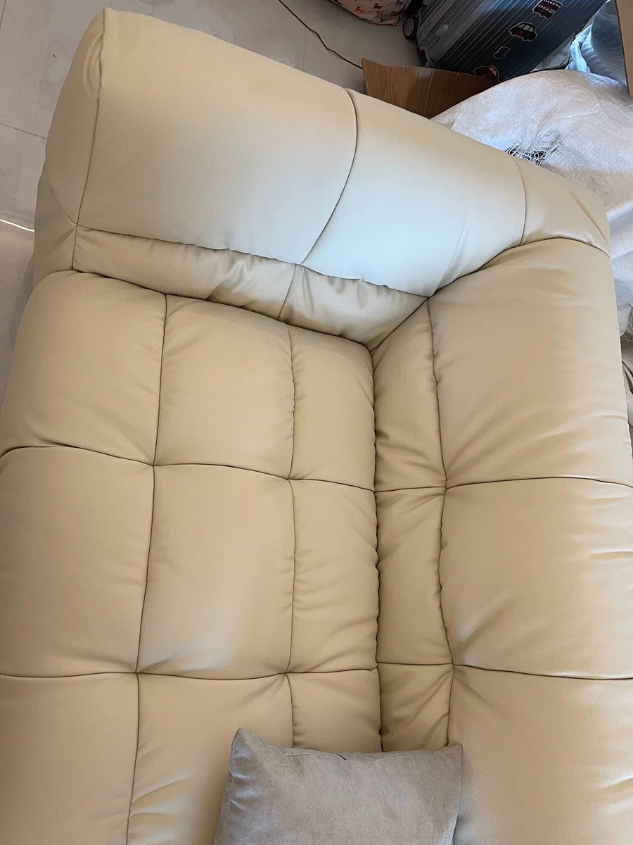 Super comfortable marshmallow sofa premium Italian grain leather luxury home