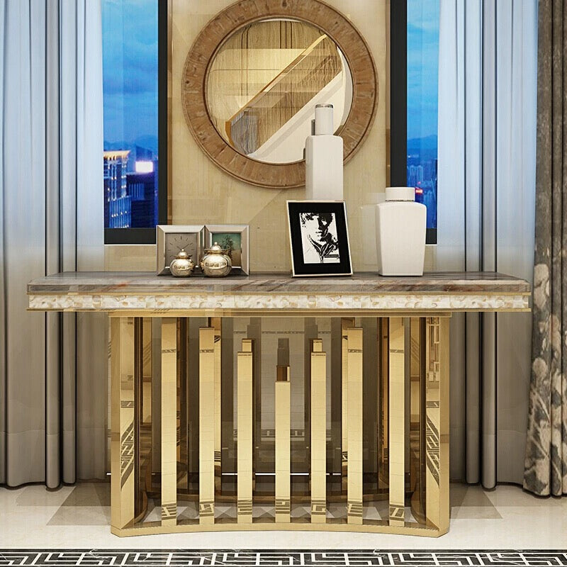 New Arrivals Pearl Stainless Steel Console Luxurious Marble Side Table Modern Home Furniture