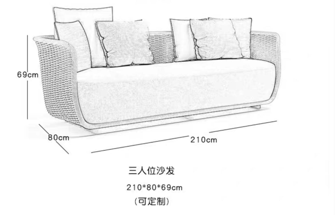 Luxurious Outdoor Furniture Wicker Sofa Rattan Chair Waterproof Furniture