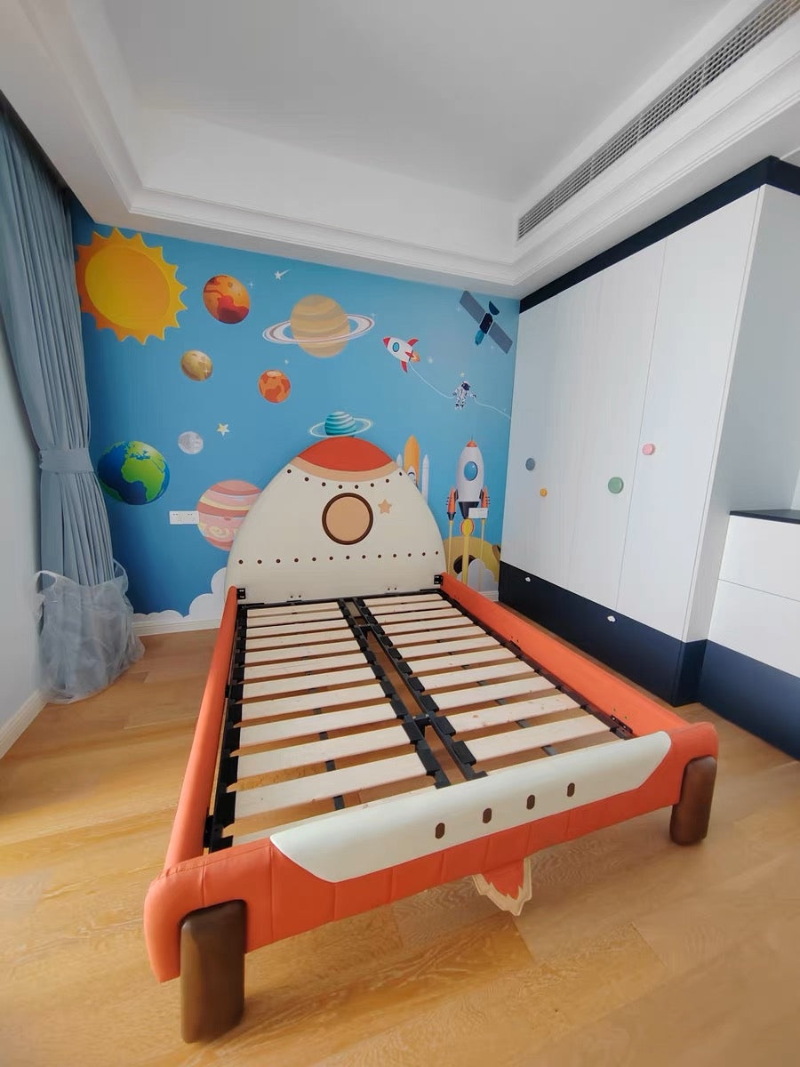 Rocket child bed boy girl bed single bed PU leather bed