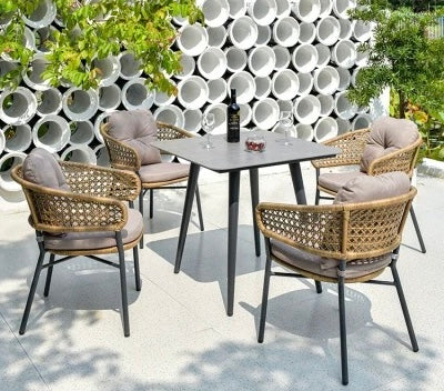 PE Rattan Outdoor Chair Waterproof Aluminum Table Outdoor Furniture