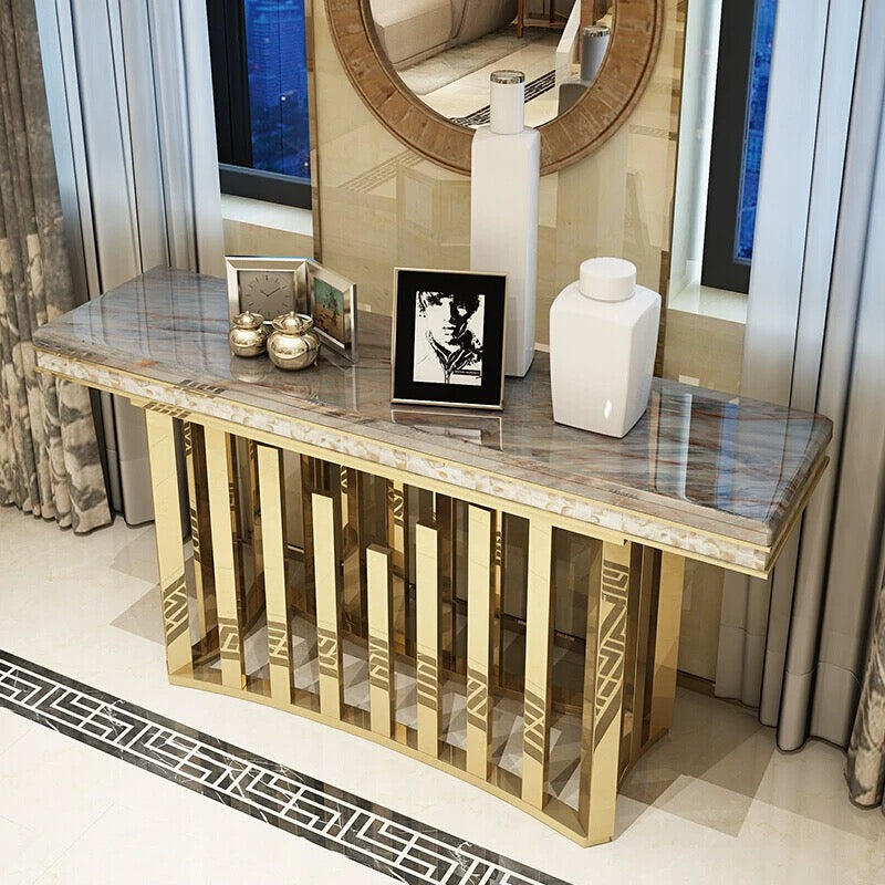 New Arrivals Pearl Stainless Steel Console Luxurious Marble Side Table Modern Home Furniture