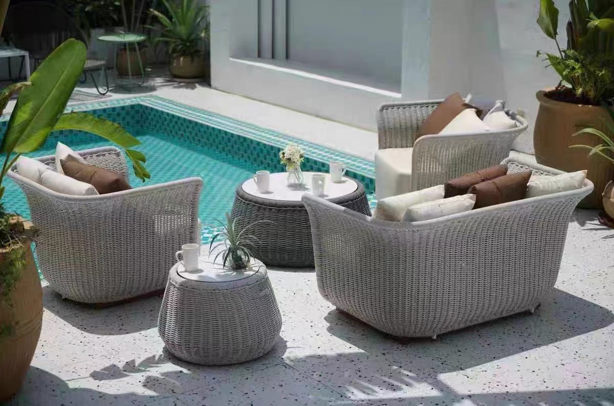 Luxurious Outdoor Furniture Wicker Sofa Rattan Chair Waterproof Furniture