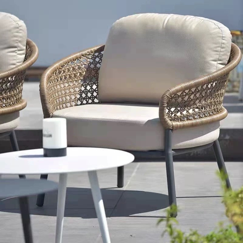 PE Rattan Outdoor Chair Waterproof Aluminum Table Outdoor Furniture