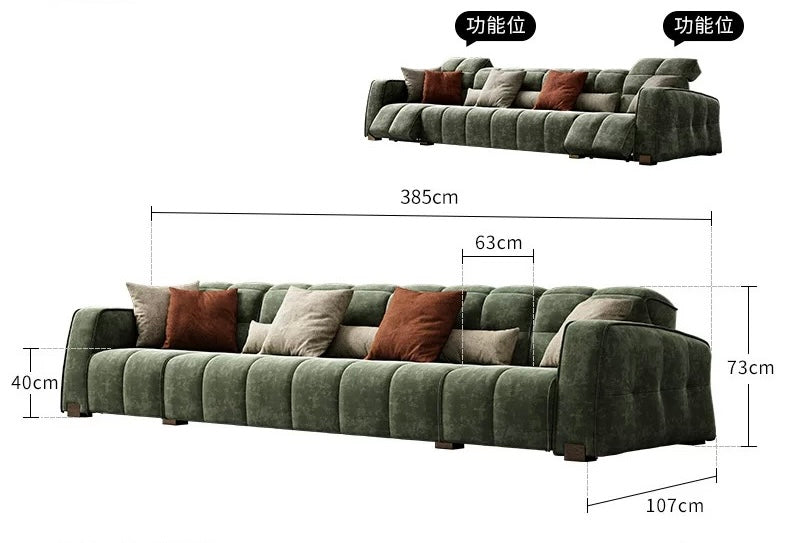 2024 Italian minimalist leather sofa luxurious living room multifunctional sofa comfortable seat