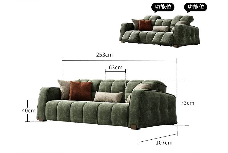 2024 Italian minimalist leather sofa luxurious living room multifunctional sofa comfortable seat