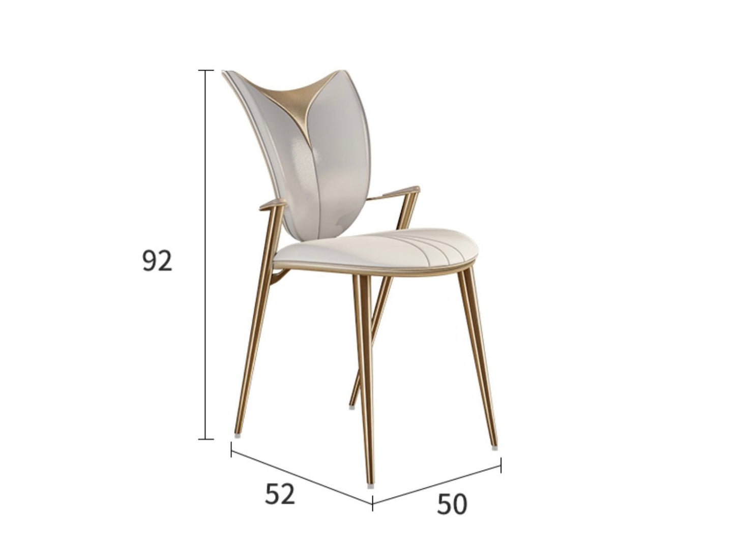 Elegant dining chair wood armrest golden stainless steel luxurious dining room