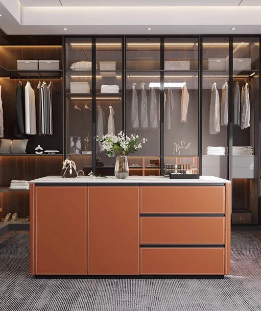 Light luxurious cloakroom island cabinet modern design jewels storage