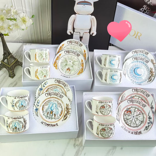 Christmas gift Brand coffee cup plate set luxurious gift elegant tableware