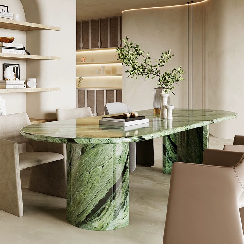 Natural Marble Green River Dining Table Luxurious Dining Room Elegant Home