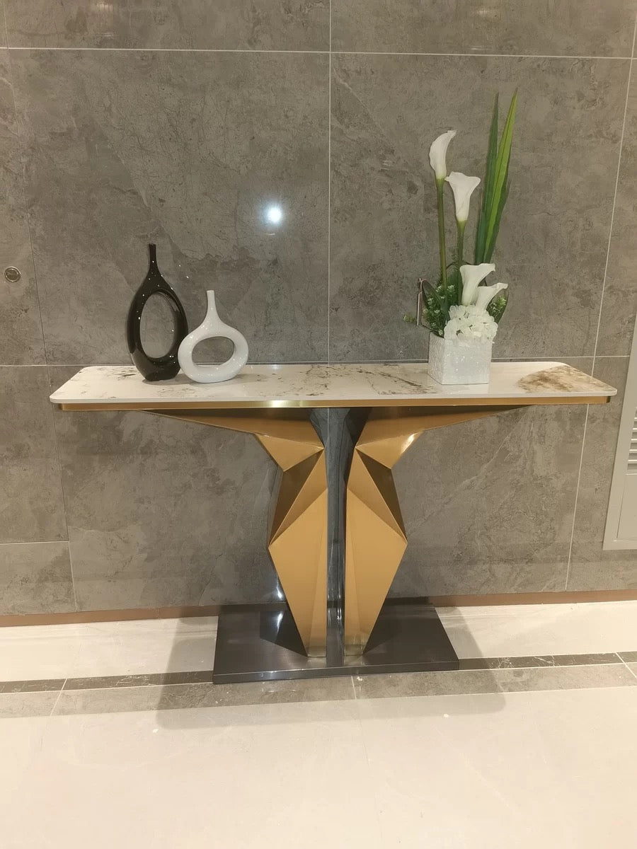 Elegant Side Table Marble Stainless Steel Luxurious Console Modern Home