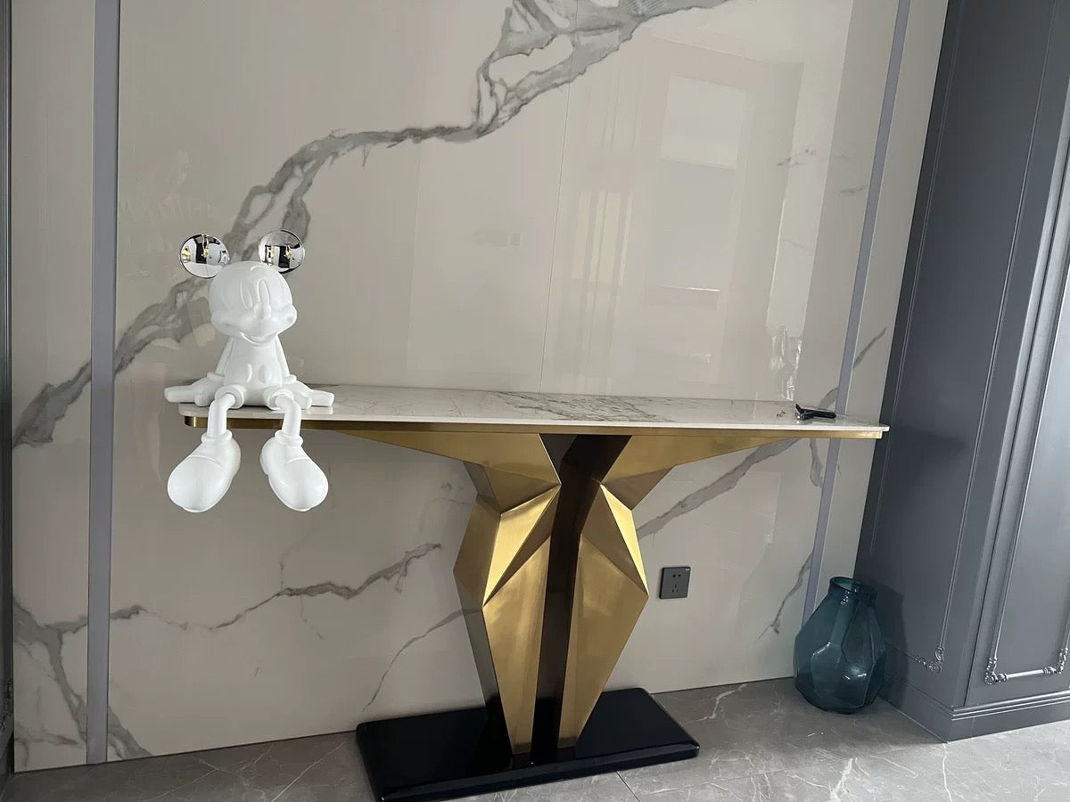 Elegant Side Table Marble Stainless Steel Luxurious Console Modern Home