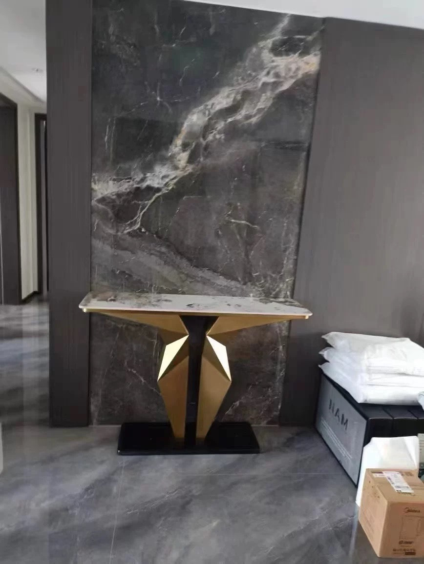 Elegant Side Table Marble Stainless Steel Luxurious Console Modern Home