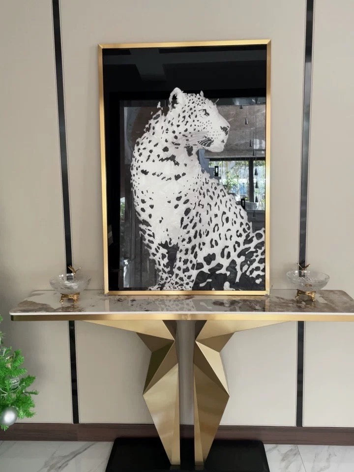 Elegant Side Table Marble Stainless Steel Luxurious Console Modern Home