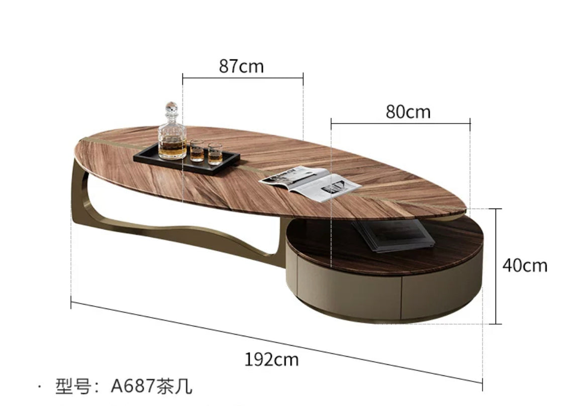 Leaf shape coffee table elegant home decoration ash walnut wood furniture