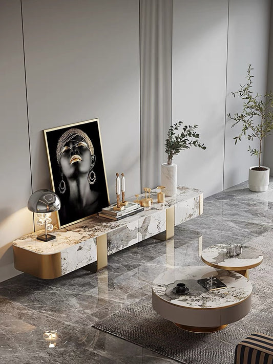 Luxury natural marble TV stand